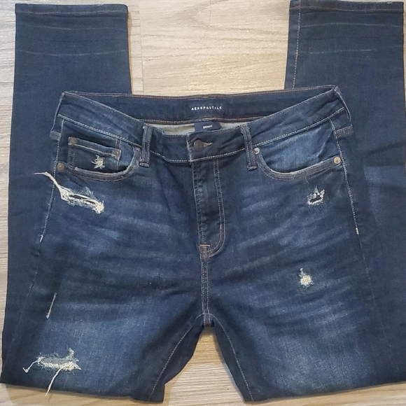 Aeropostale Blue Distressed Skinny Jeans with Stretch 34x32 - Picture 1 of 5